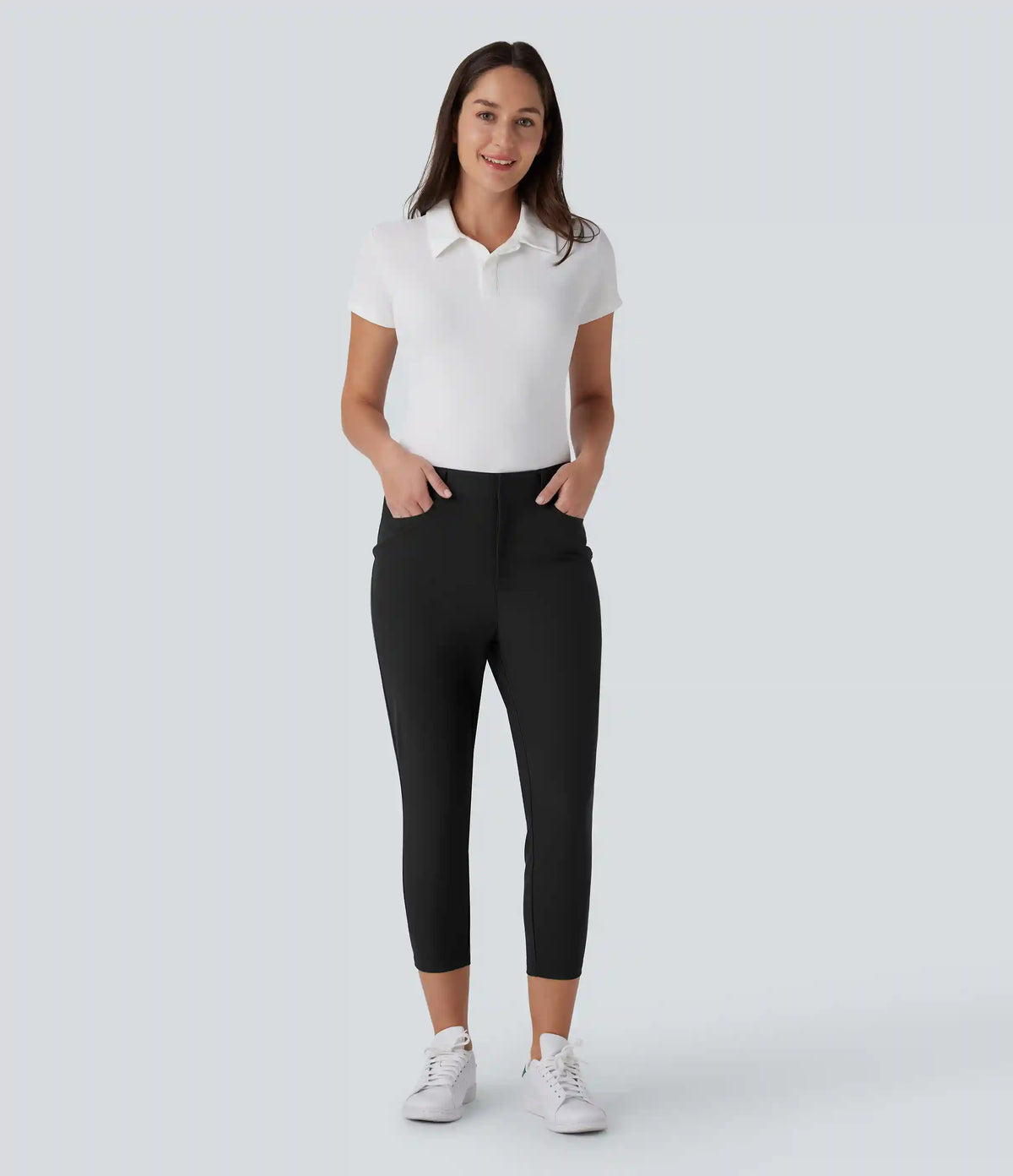 Mid Rise Pockets Capri Tapered Quick Dry Golf Pants-Golf Tee Pocket-UPF40+