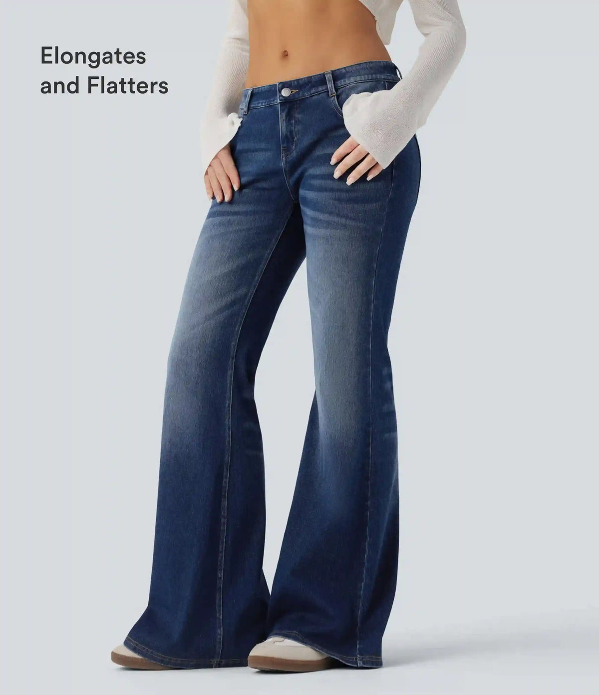 Halara Flex™ Low Rise Flare Washed Casual Jeans with Pockets