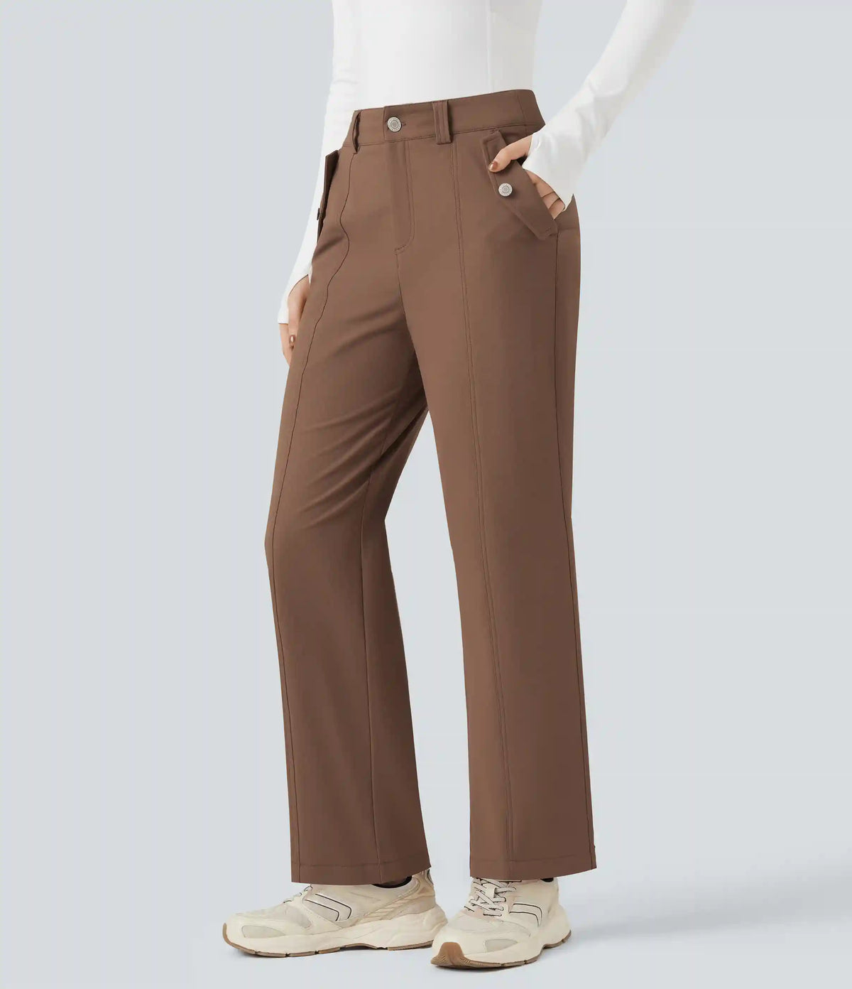 Durable Water Repellent Mid Rise Straight Leg Hiking Pants with Pockets