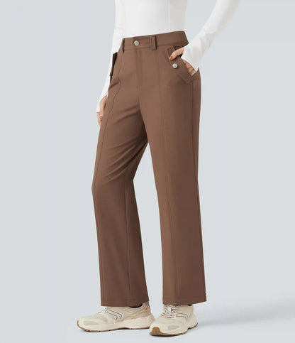 Durable Water Repellent Mid Rise Straight Leg Hiking Pants with Pockets