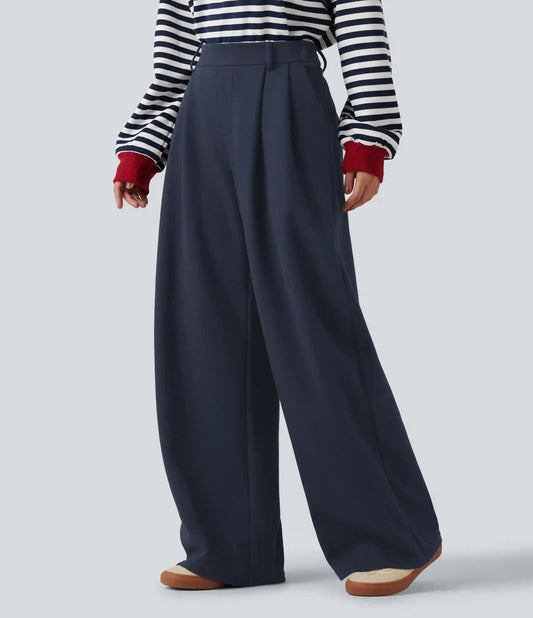Mid Rise Wide Leg Casual Cotton Sweatpants with Pockets