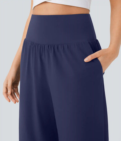 Breezeful™ High Waisted Tummy Control Split Hem Quick Dry Resort Pants with Pockets