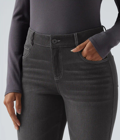 Halara Flex™ Low Rise Zipper Pockets Washed Casual Bootcut Jeans