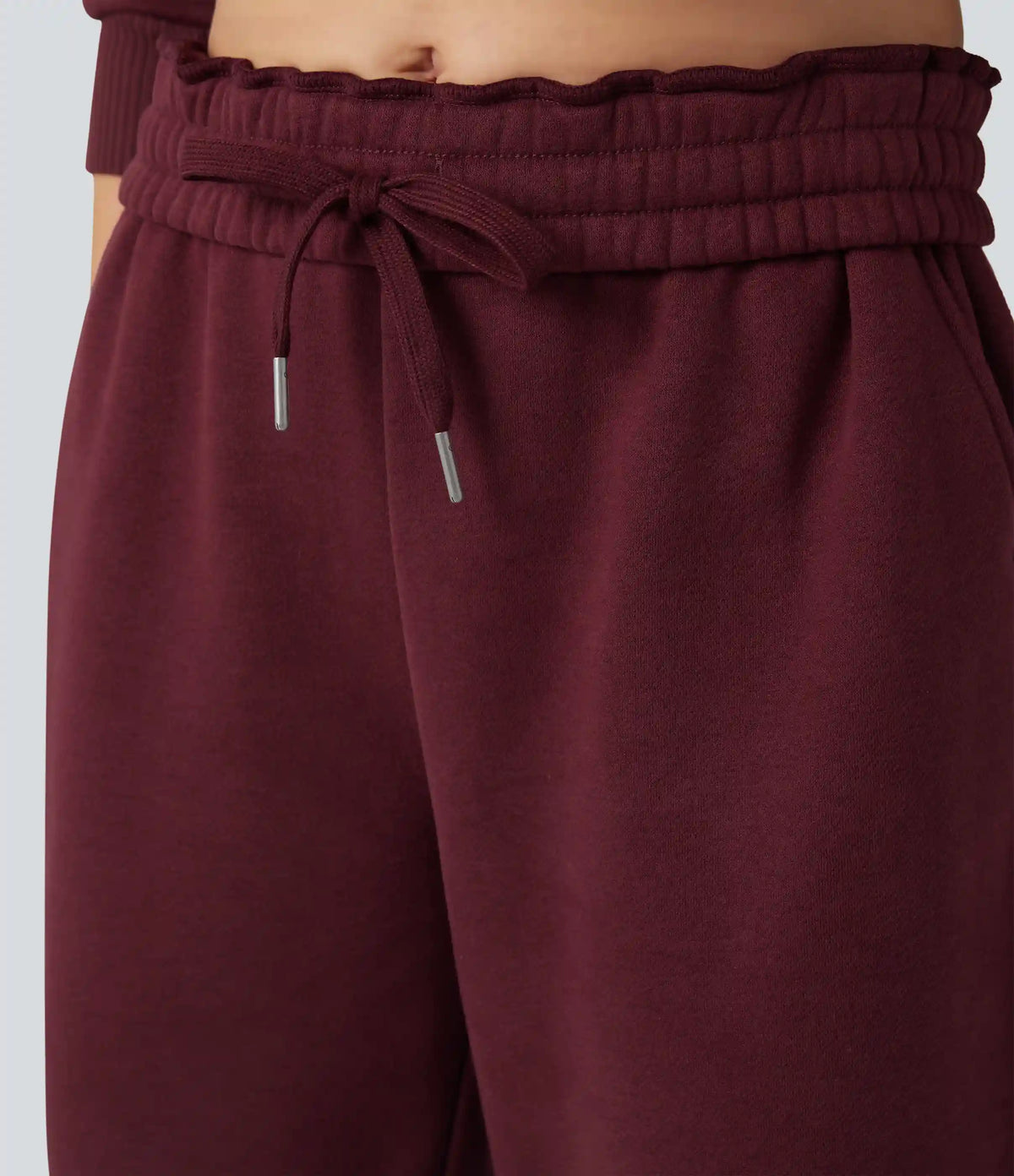High-waisted Drawstring Fleece Casual Cotton Pants with Pockets