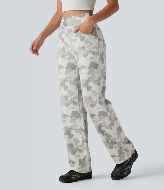Halara Flex™ High Waisted Straight Leg Camo Casual Jeans with Pockets