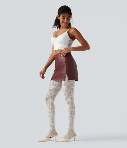 High Waisted Contrast Lace Skinny Leggings