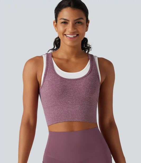 OneForm U Neck Seamless Flow Light Support 2-in-1 Workout Sports Bra