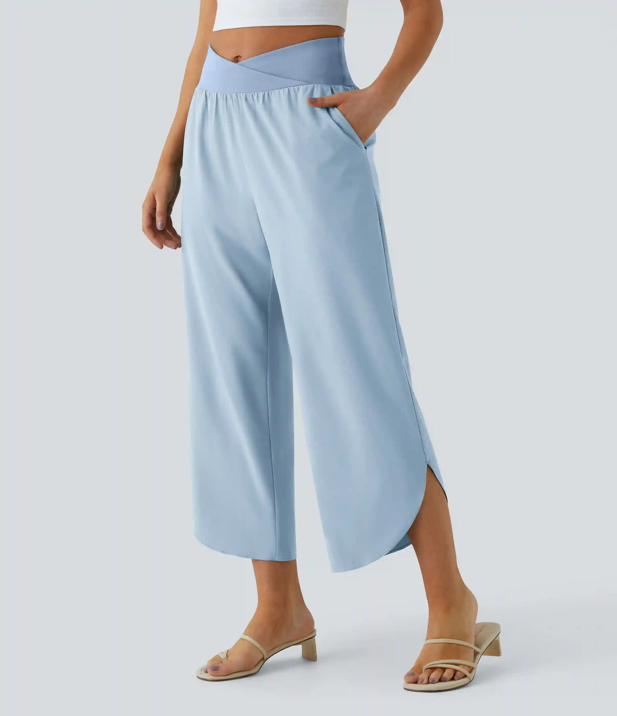 Breezeful™ High Waisted Crossover Quick Dry Resort Pants with Pockets