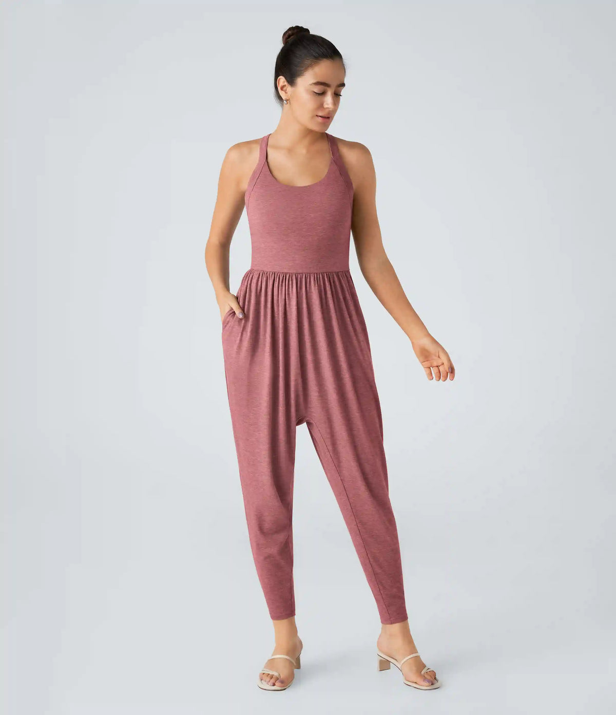 U Neck Pocket Harem Casual Jumpsuit-Easy Peezy Edition