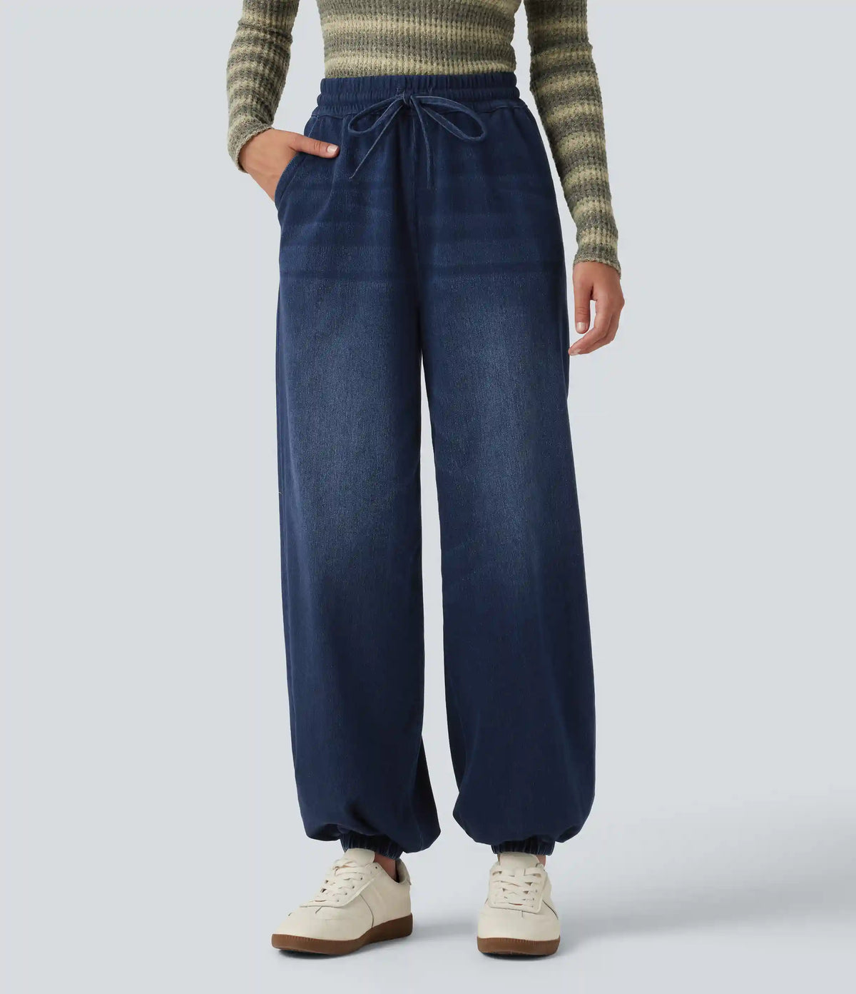 Halara Flex™ High Waisted Drawstring Denim Casual Joggers with Pockets