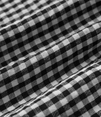 Round Neck Sleeveless Shirred Plaid Flowy Midi Casual Linen-Feel Dress with Pockets