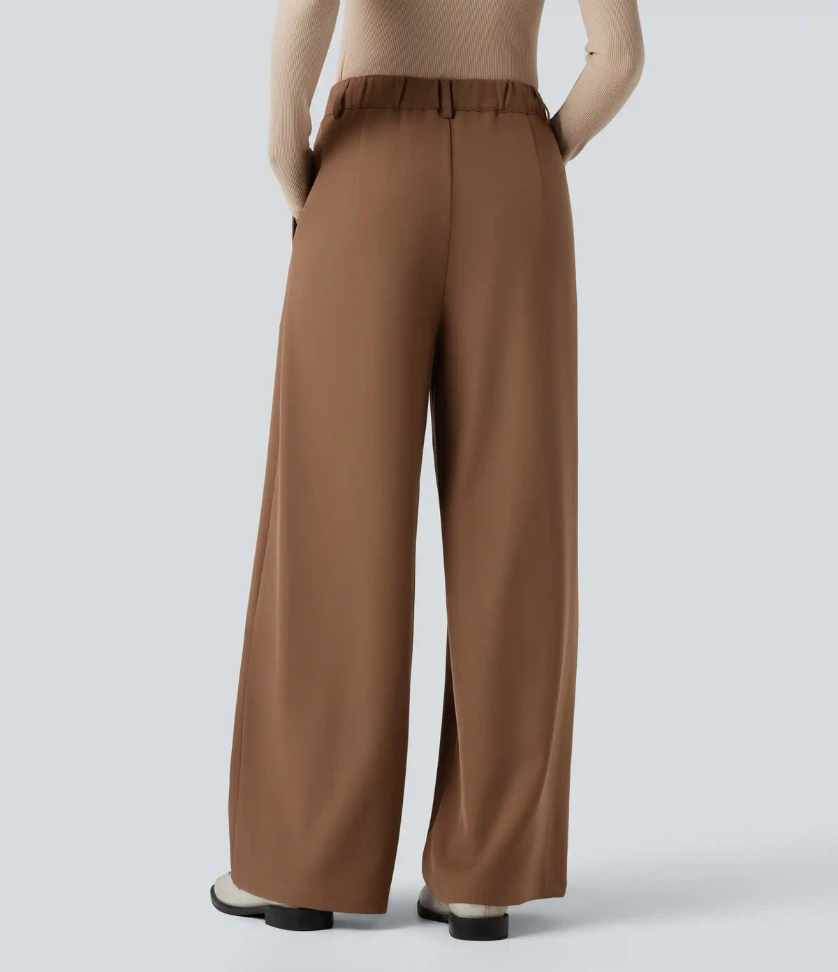 High-waisted Work Wide-leg Pants with Pockets