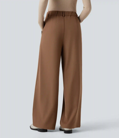 High-waisted Work Wide-leg Pants with Pockets