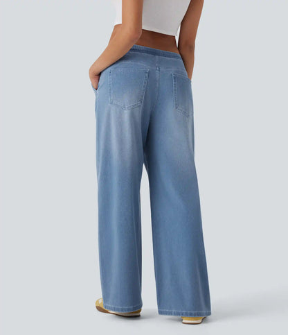 Halara Flex™ Low Rise Drawstring Stretchy Knit Casual Baggy Sweatpants Jeans with Multiple Pockets