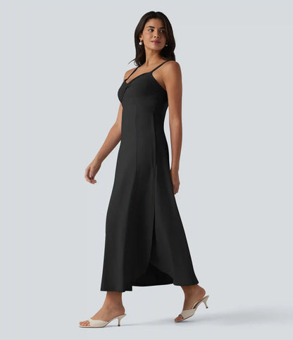 V Neck Midi Slip Dress