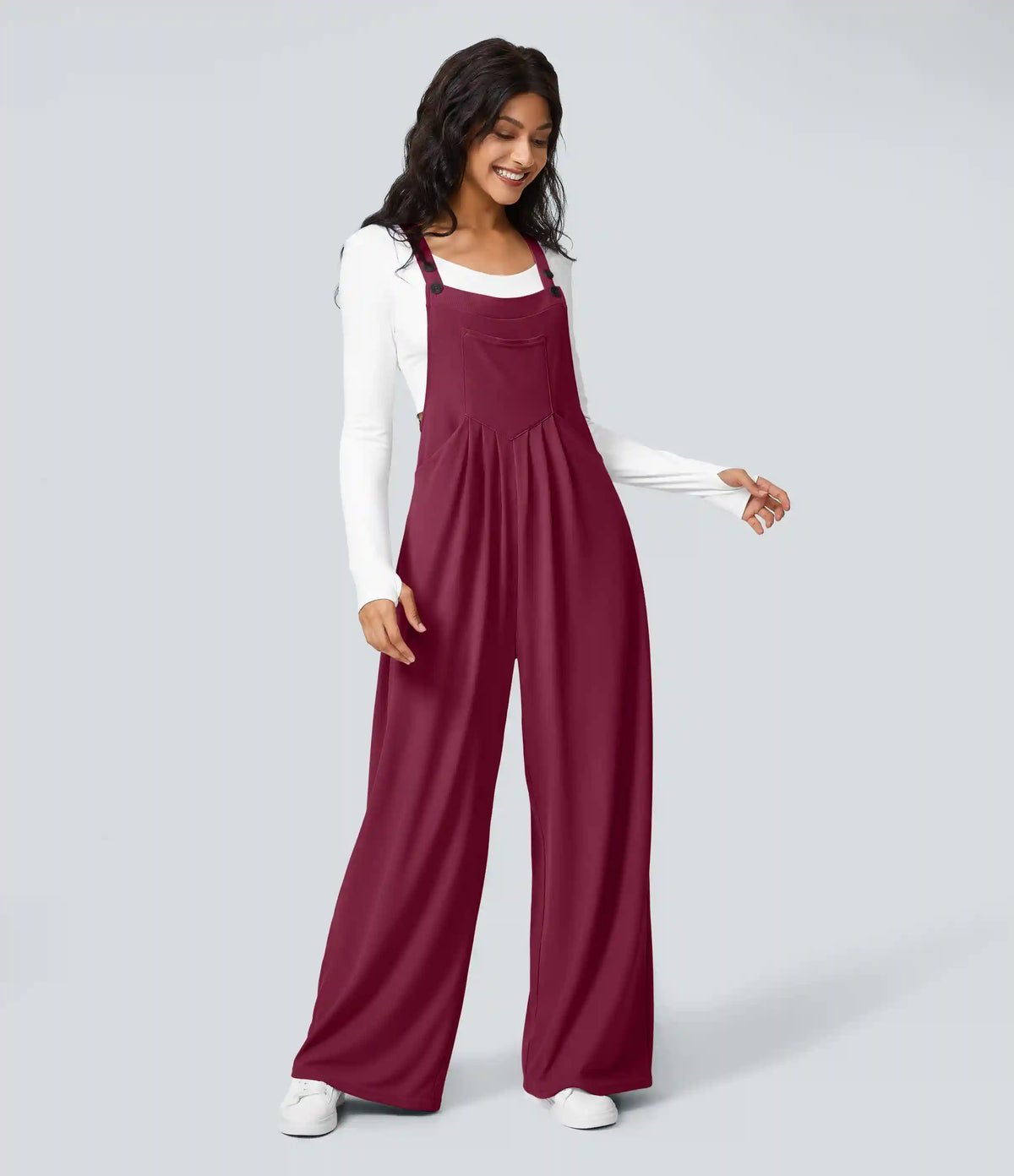 Pockets Waffle Casual Overalls
