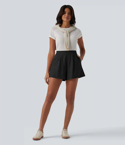 High Waisted Casual Shorts with Pockets