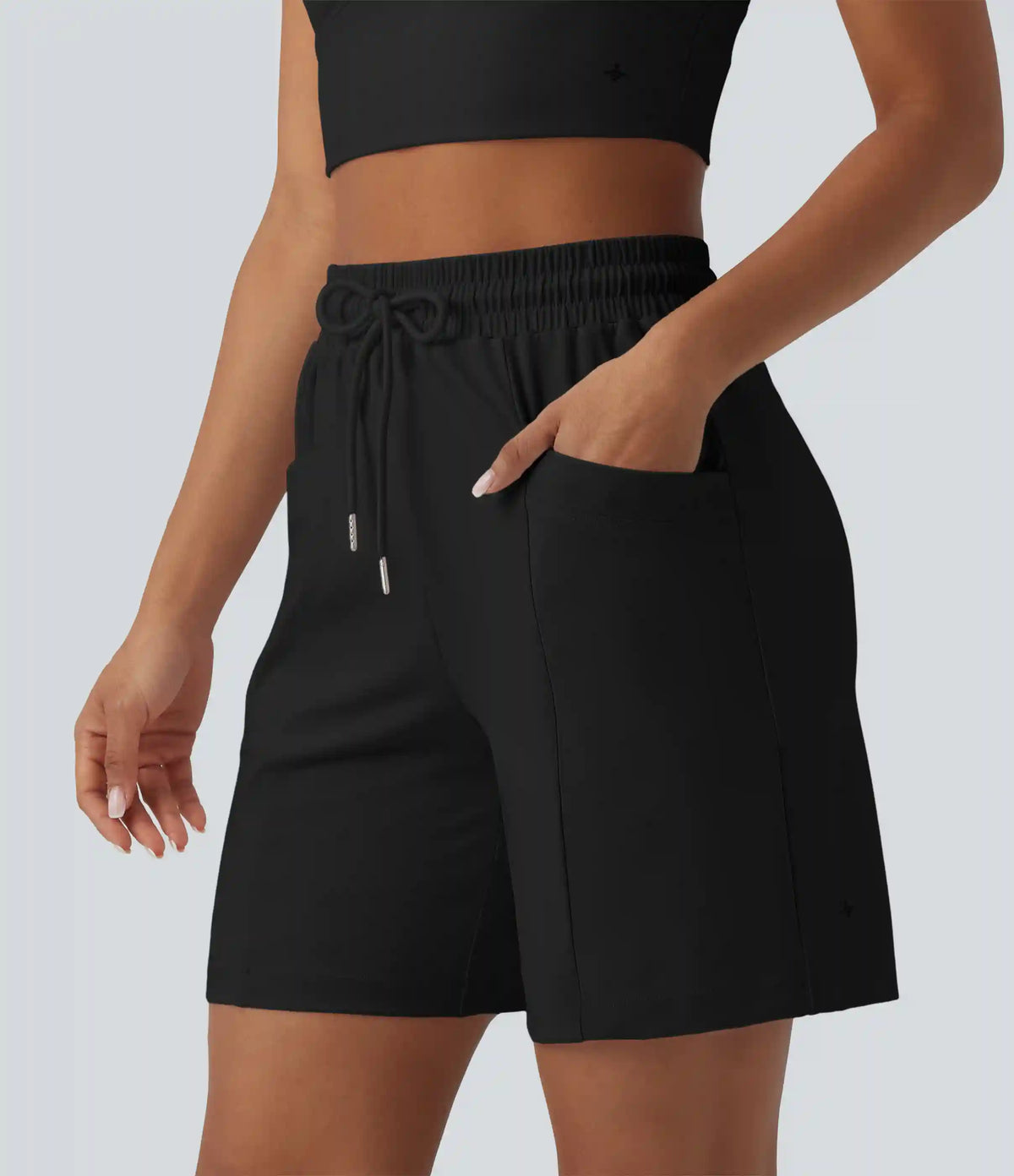 SoftlyZero™ Airy High Waisted Drawstring InstantCool Yoga Bermuda Shorts with Pockets-UPF50+