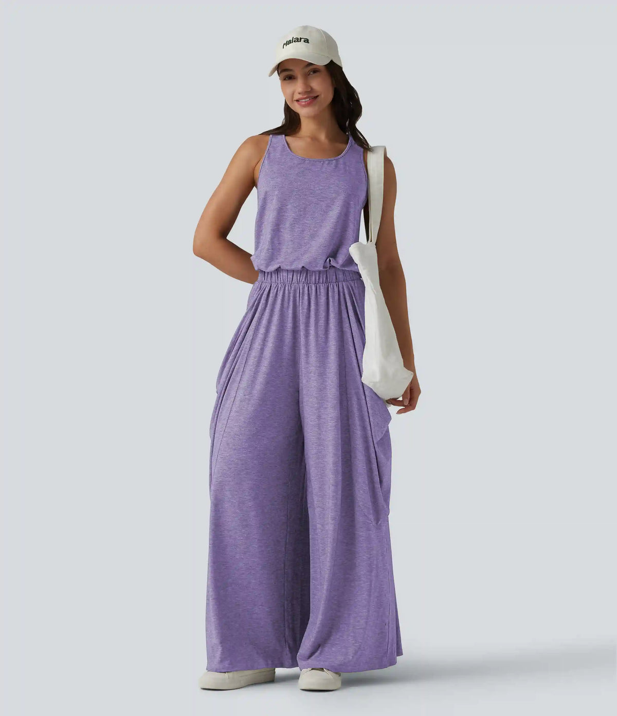 Sleeveless Cut Out Wide Leg Casual Jumpsuit with Pockets-Easy Peezy Edition
