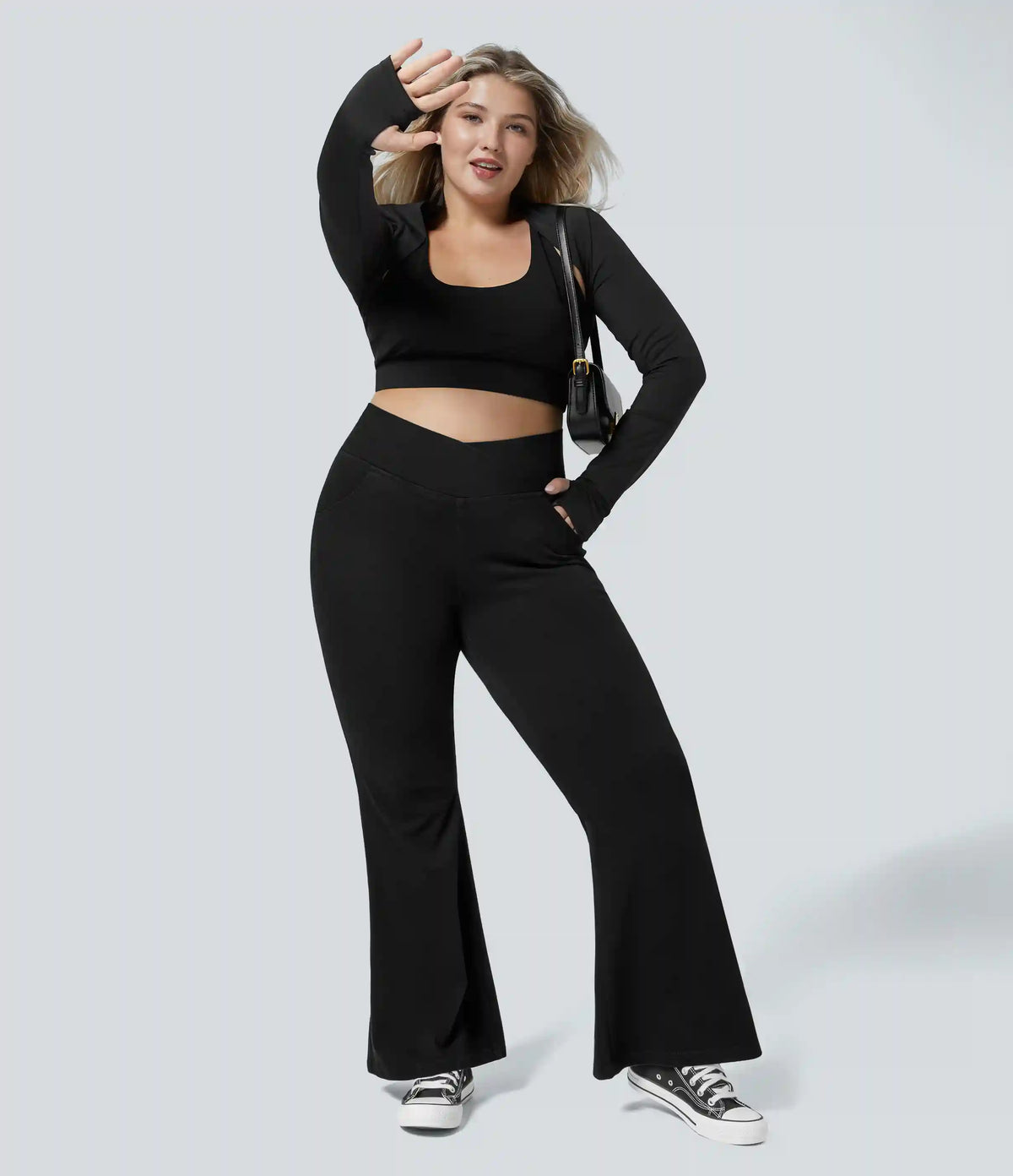 Halara Flex™ High Waisted Crossover Pocket Washed Casual Plus Size Jeans