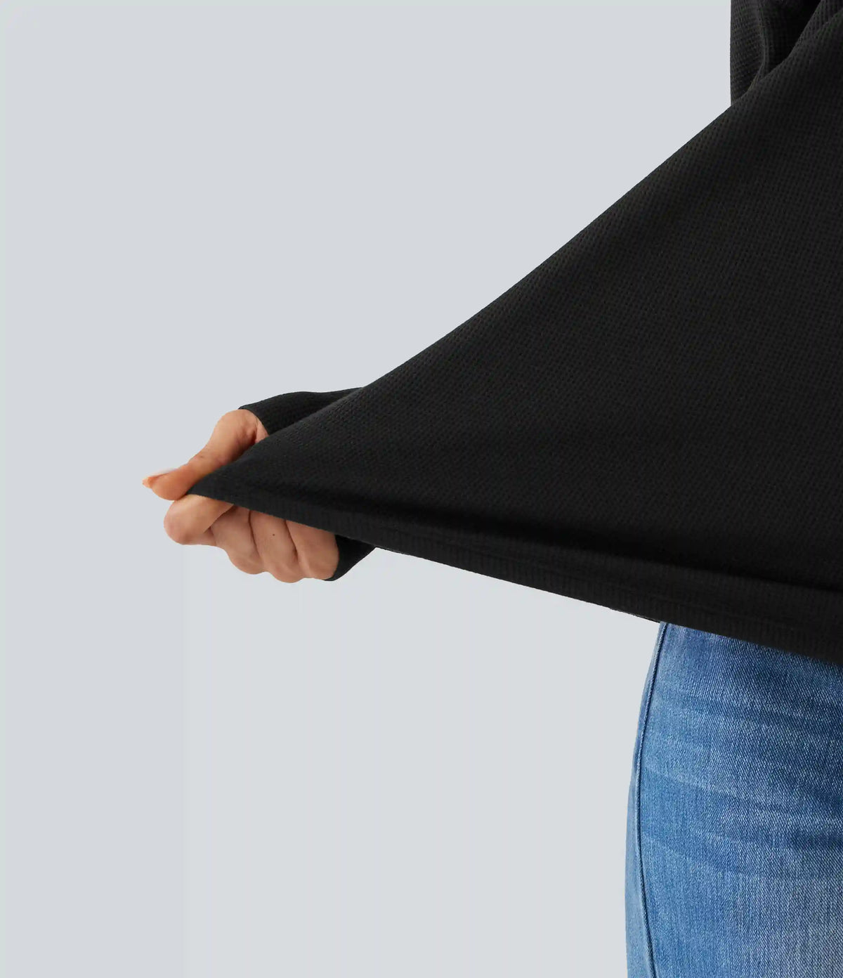 V Neck Long Sleeve Waffle Yoga Top