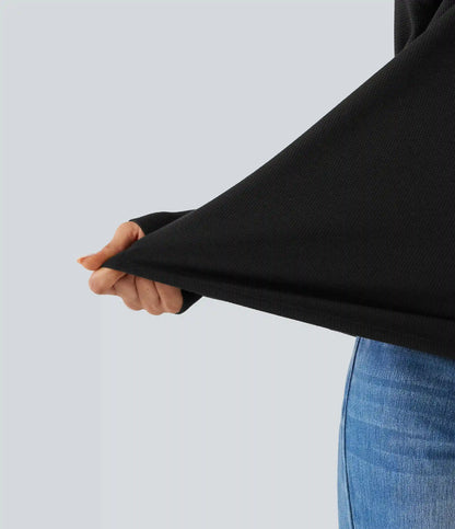 V Neck Long Sleeve Waffle Yoga Top