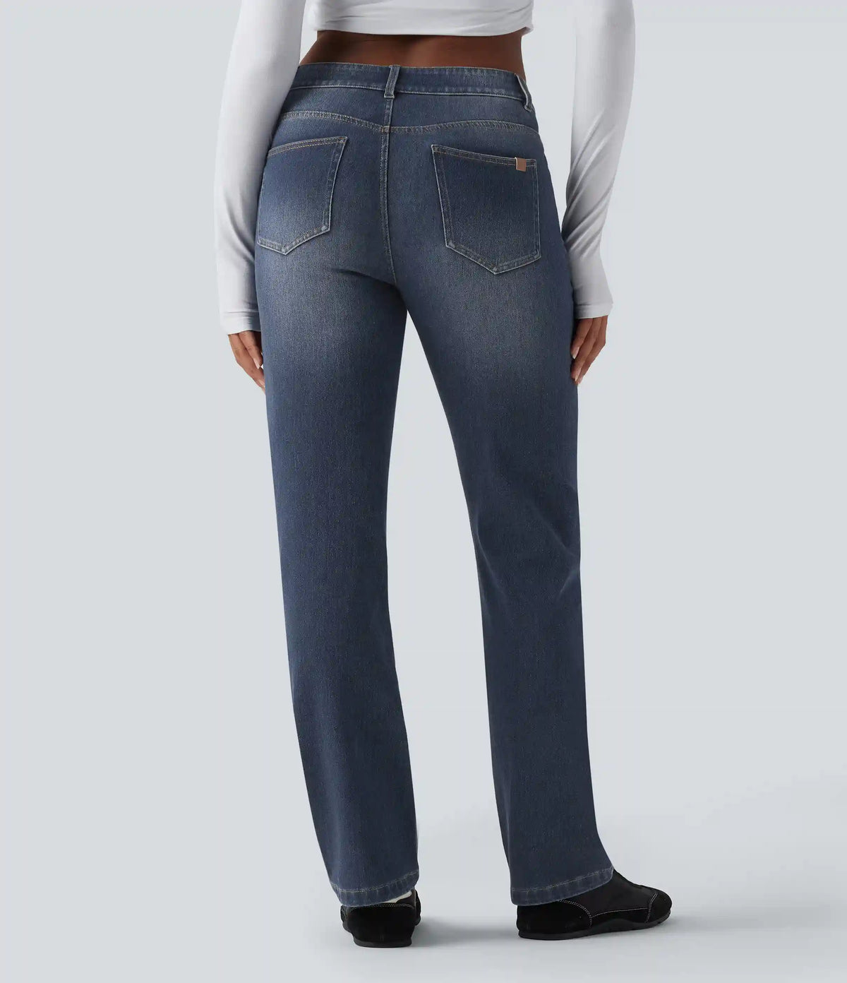 Halara Flex™ Low Rise Zipper Pockets Washed Casual Bootcut Jeans