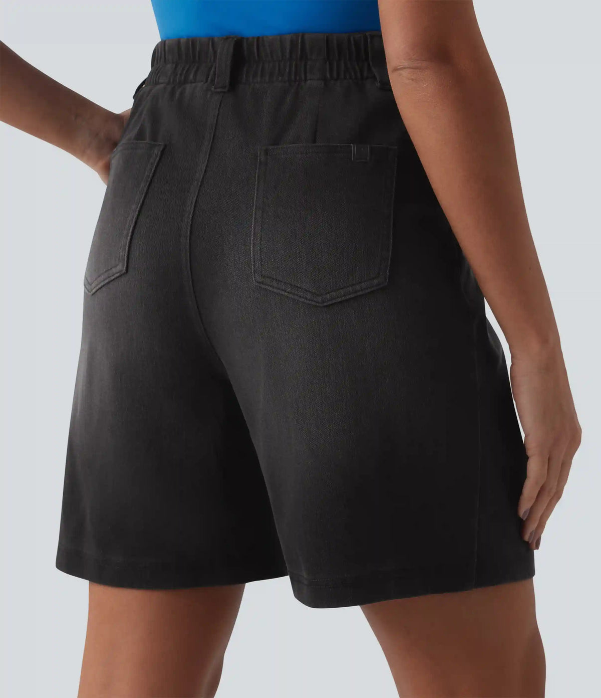 Halara Flex™ High Waisted Pleated Denim Casual Baggy Bermuda Shorts with Pockets