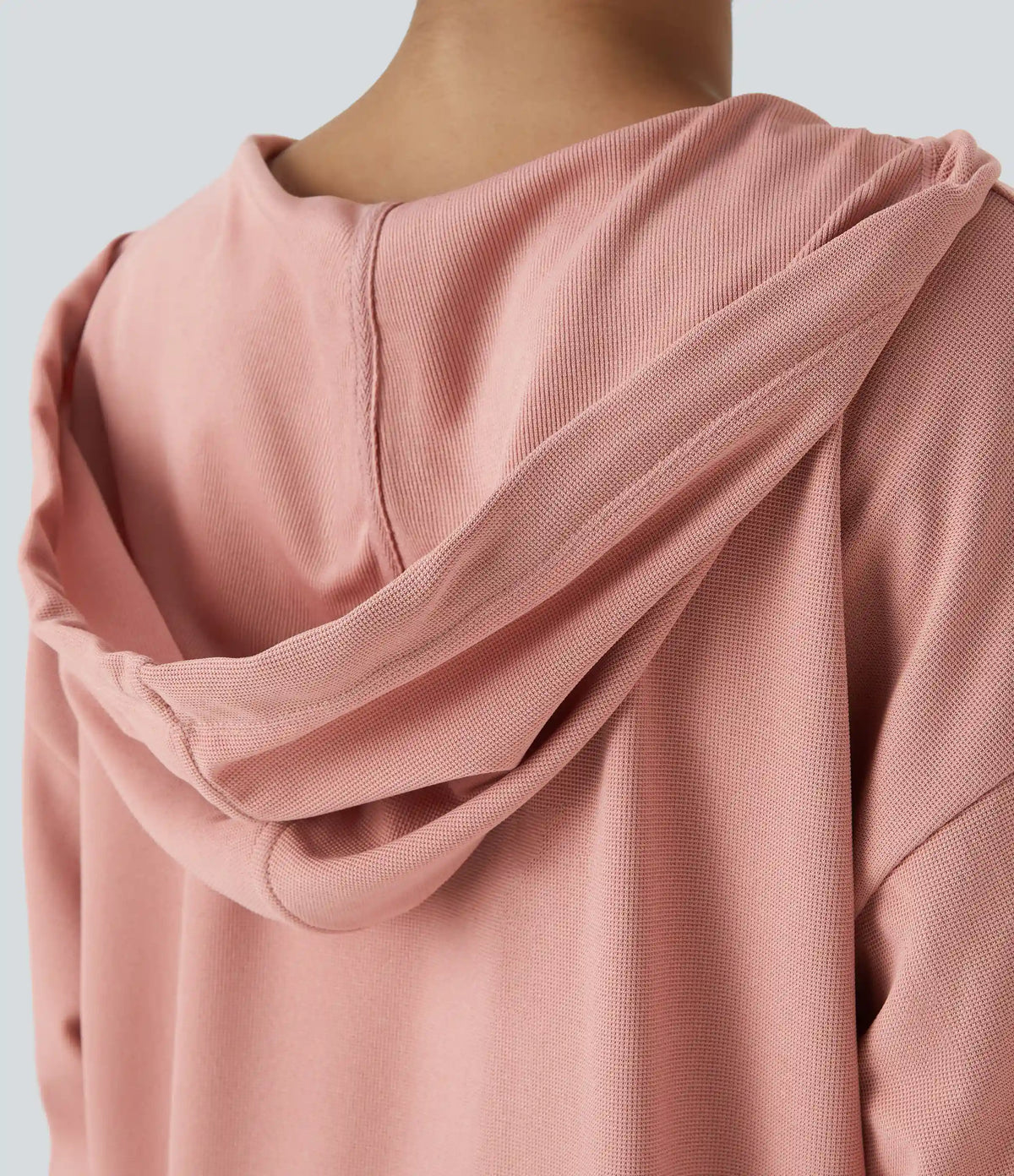 Drawstring Hooded Long Sleeve Pocket High Low Curved Hem Oversize Mini Waffle Casual Sweatshirt Dress