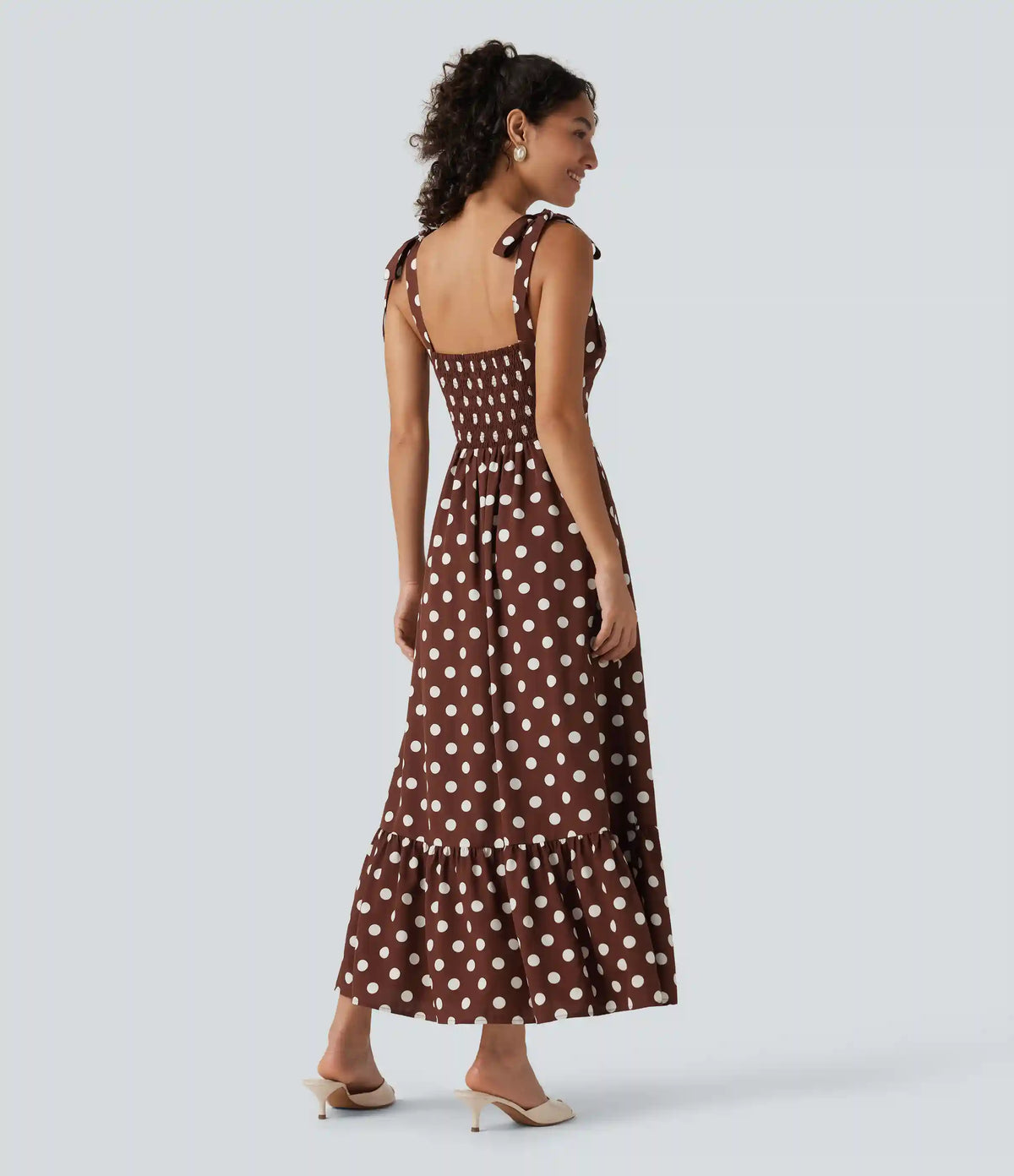 Square Neck Polka Dot Maxi Tank Dress
