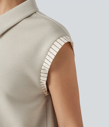 Dropped Short Sleeve Color Block Casual T-Shirt
