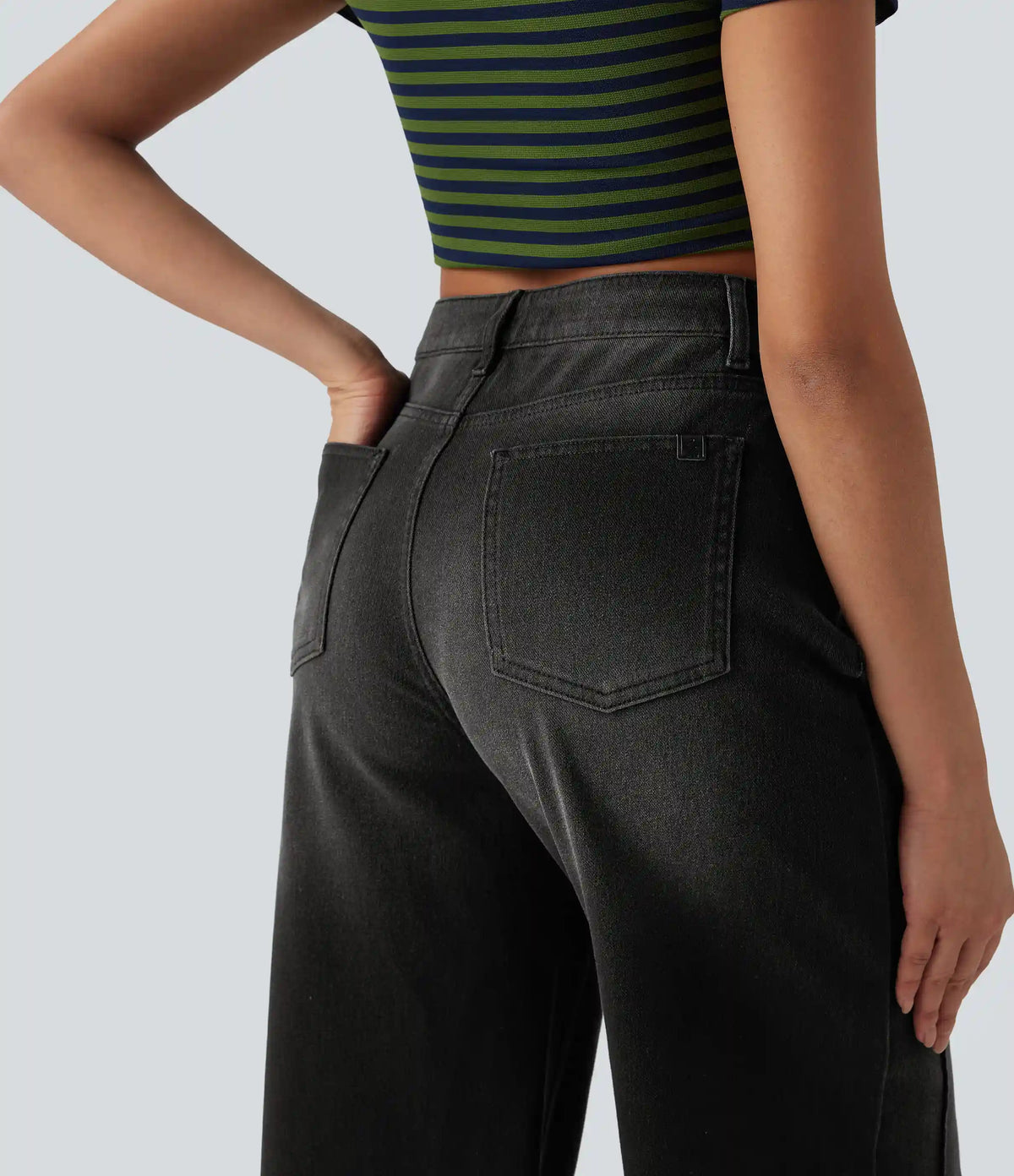 Halara Flex™ High Waisted Pockets Washed Casual Baggy Jeans