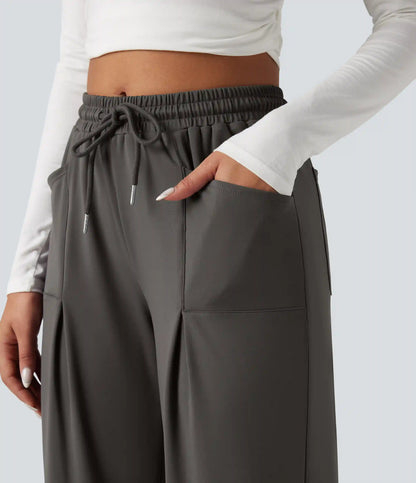 Halara Flex™ DayStretch Mid Rise Drawstring Wide Leg Work Pants with Pockets