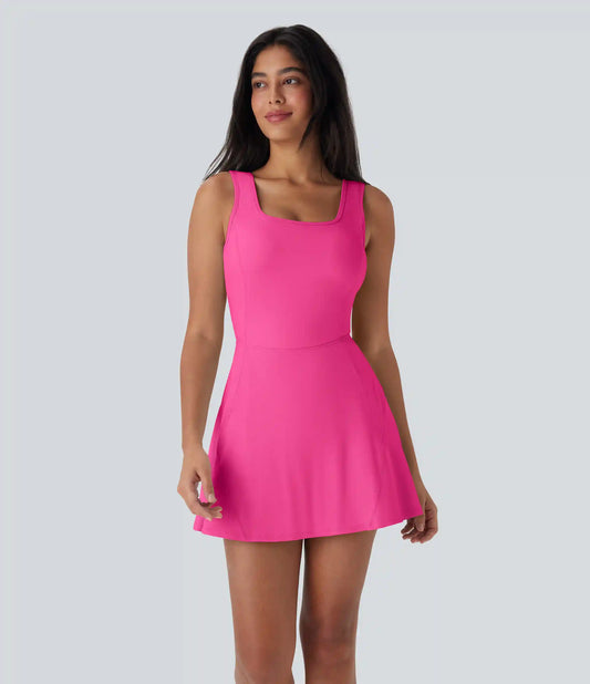 SoftlyZero™ Airy U Neck 2-in-1 Pocket Mini InstantCool Dance Active Dress-Easy Peezy