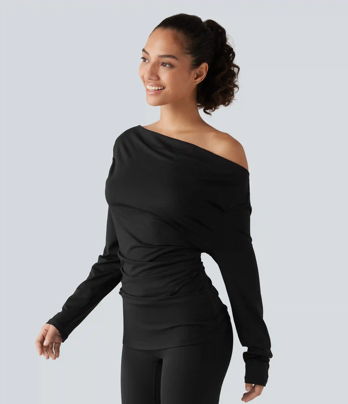 Off Shoulder Long Sleeve Yoga Sports Top