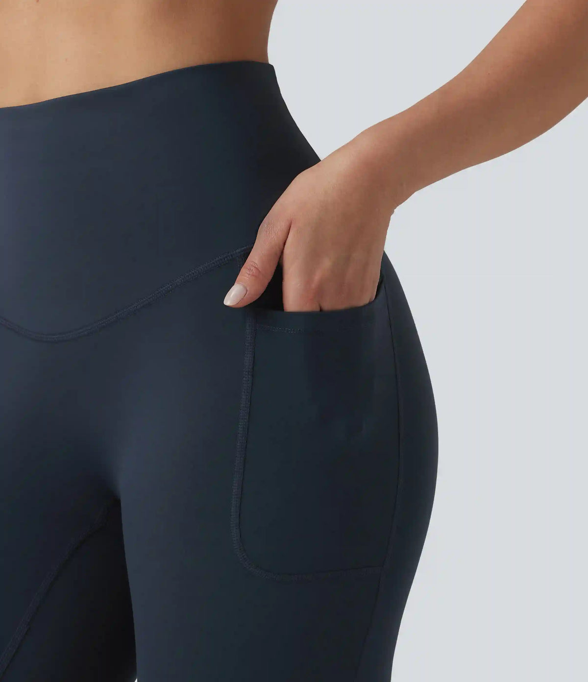 Halara Ultrasculpt™ High Waisted Tummy Control Crossover Back Capri Running Leggings with Pockets