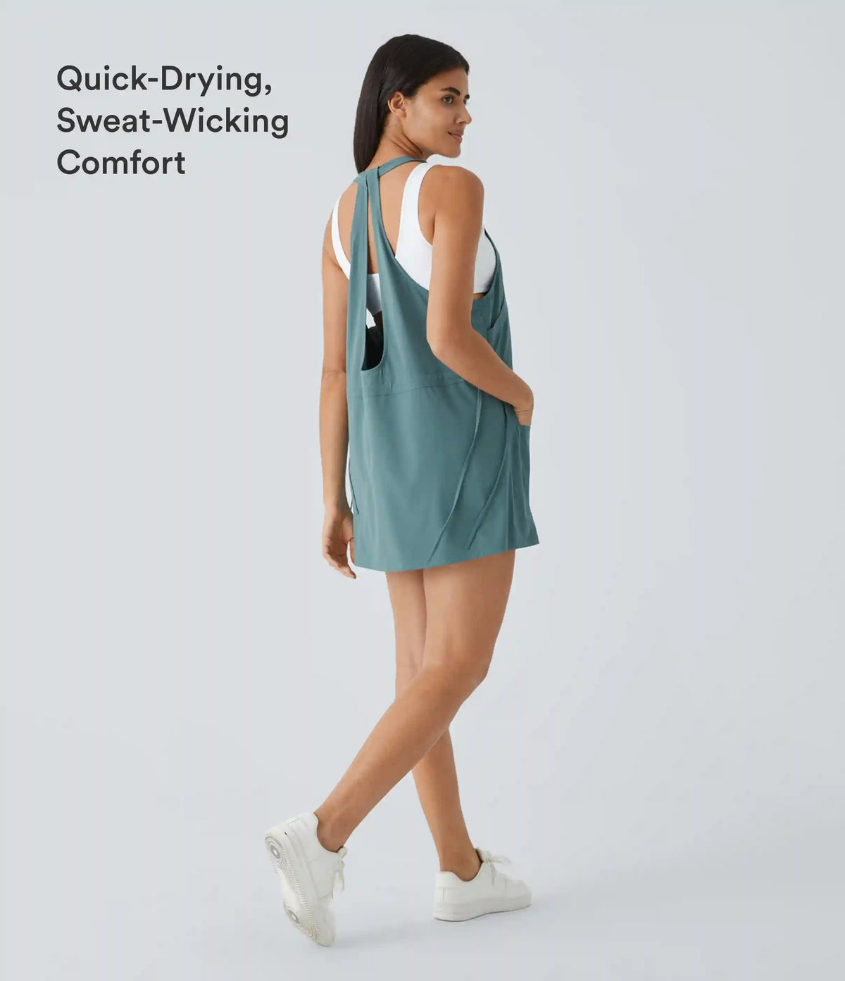 Breezeful™ Pockets Drawstring 2-Piece Quick Dry Mini Hiking Active Dress