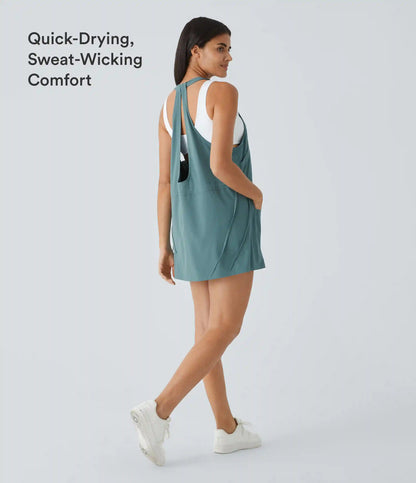 Breezeful™ Pockets Drawstring 2-Piece Quick Dry Mini Hiking Active Dress