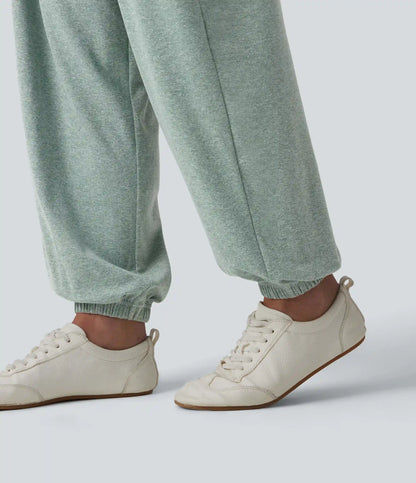 High Waisted Drawstring Wide Leg Casual Joggers with Pockets