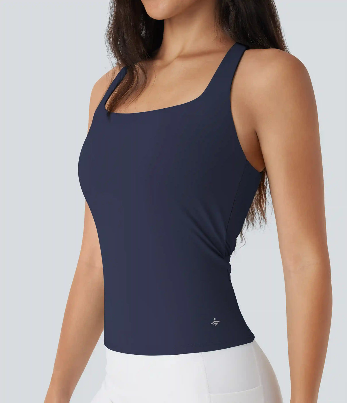 SoftlyZero™ Airy Square Neck Cropped InstantCool Running Tank Top-Longer Length