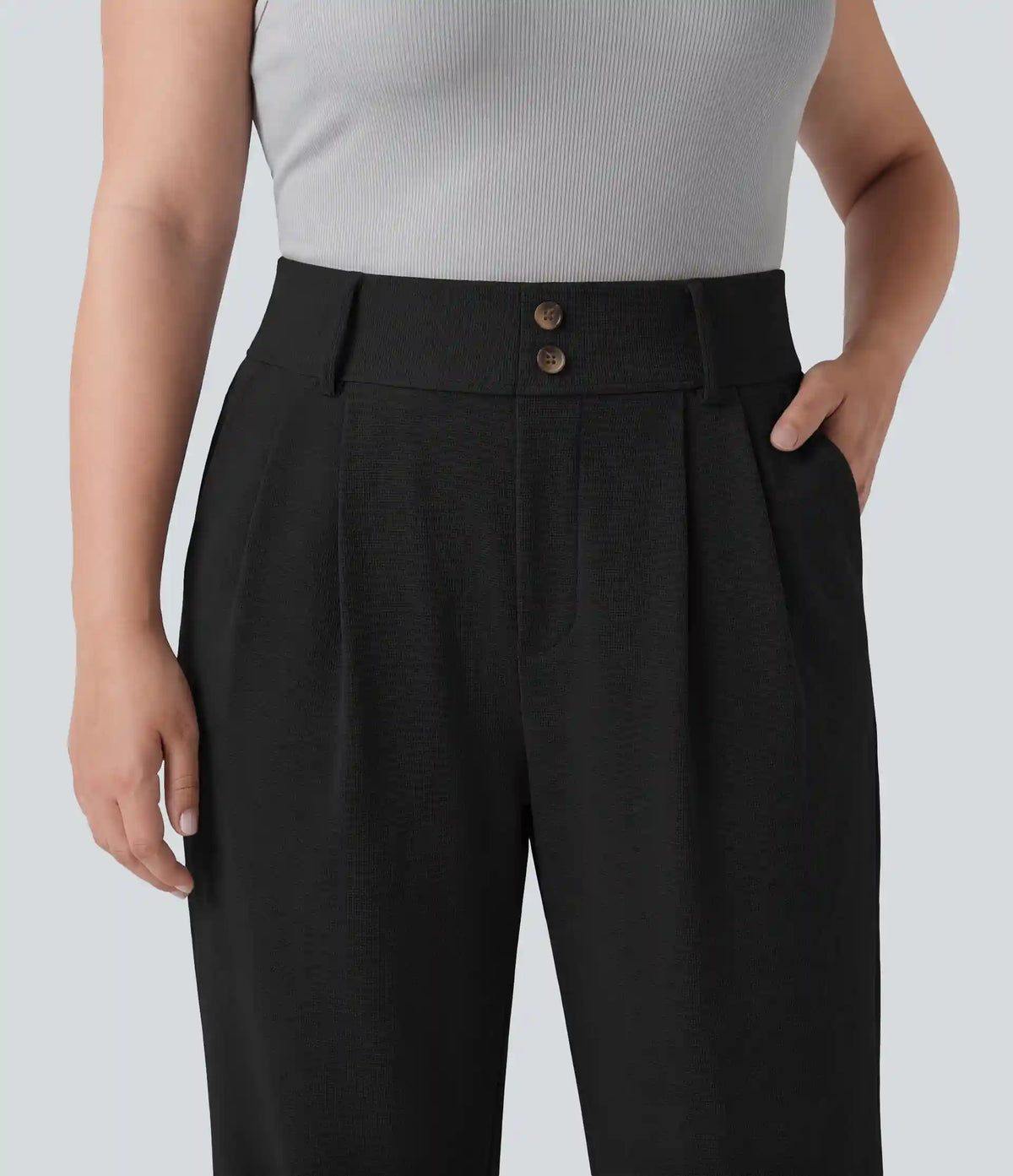 Plus Size Halara Flex™ High Waisted Tapered Waffle Work Pants with Pockets