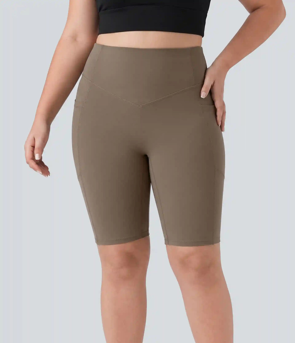 Plus Size Halara UltraSculpt™ High Waisted Scrunch Butt Lifting Tummy Control Shaping Training Biker Shorts 9'' with Pockets