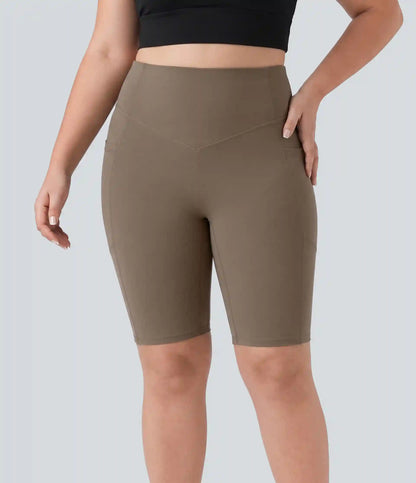 Plus Size Halara UltraSculpt™ High Waisted Scrunch Butt Lifting Tummy Control Shaping Training Biker Shorts 9'' with Pockets