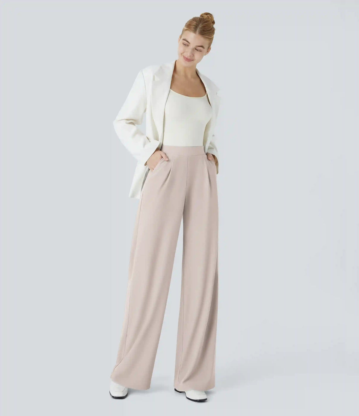Halara Flex™ High Waisted Body Sculpt Waist-Slimming Pocket Wide Leg Micro Waffle Work Pants