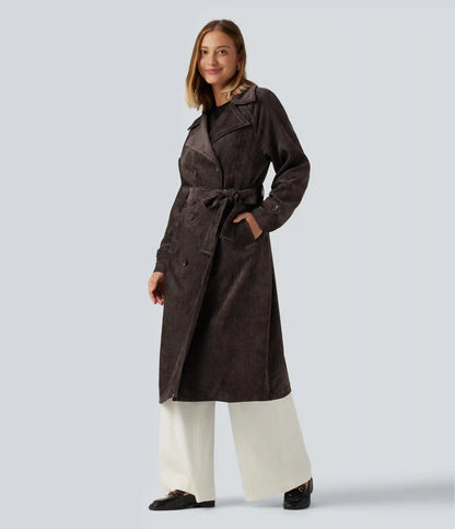 Long Sleeve Belted Longline Work Jacket with Pockets