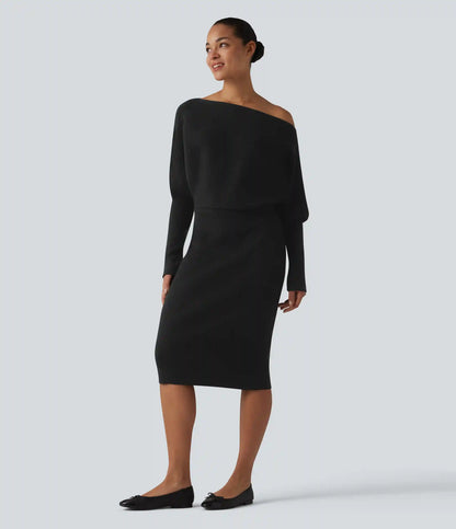 Long Sleeve Midi Casual Sweater Dress