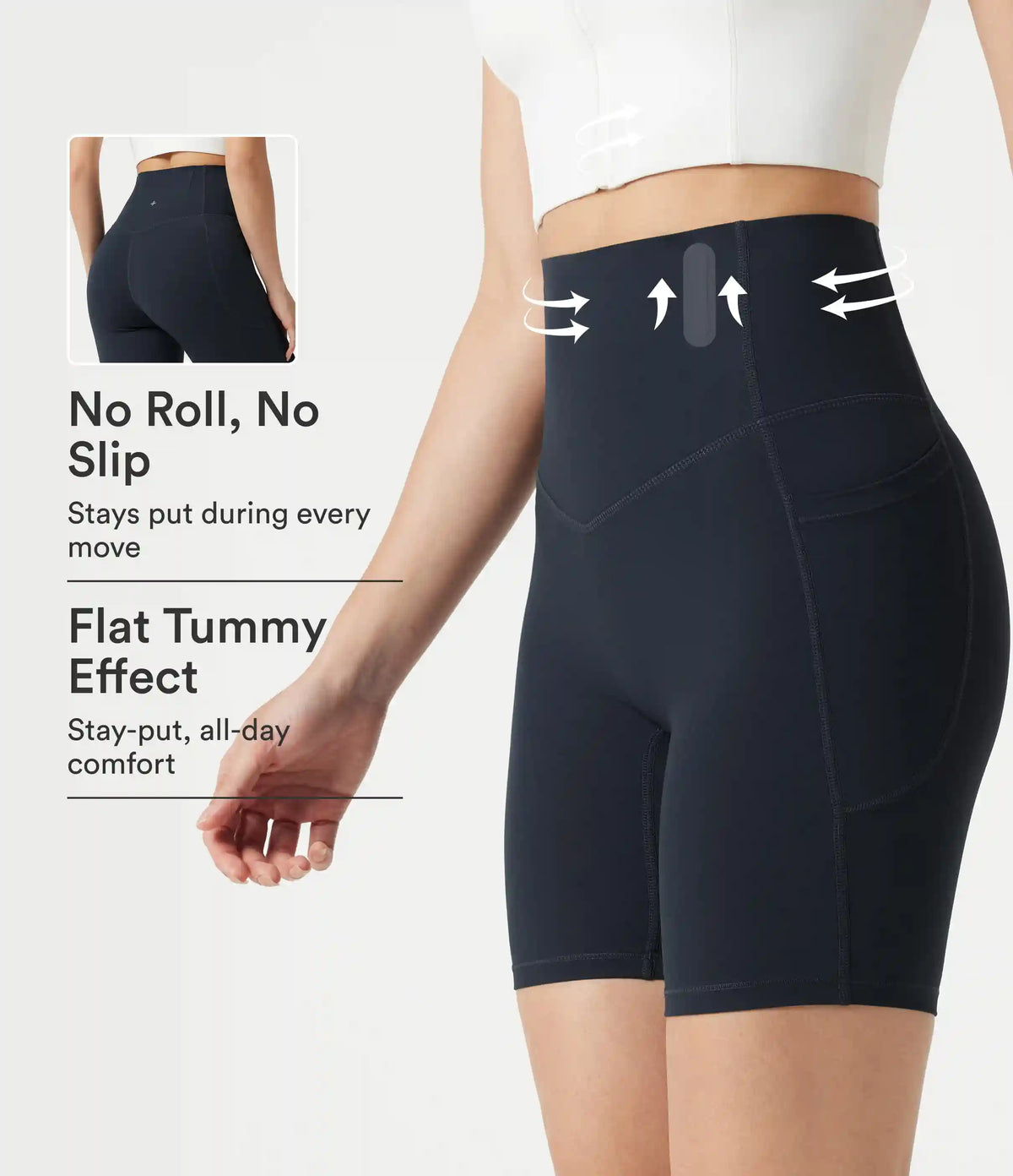 Halara UltraSculpt™ High Waisted Anti-Roll Tummy Control Shaping Workout Biker Shorts 7'' with Pockets