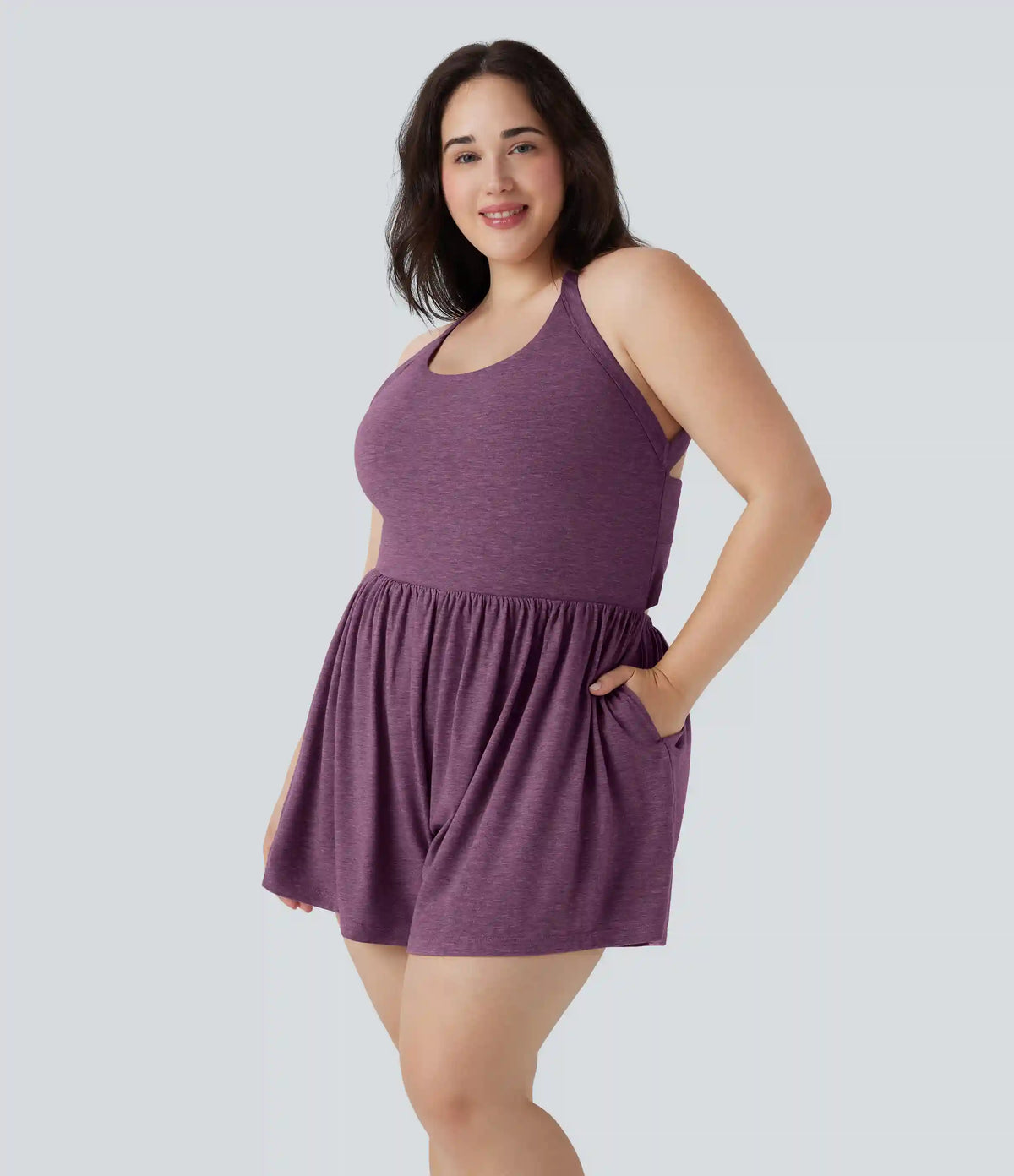 2-in-1 Plus Size Romper with Pockets-Easy Peezy Edition