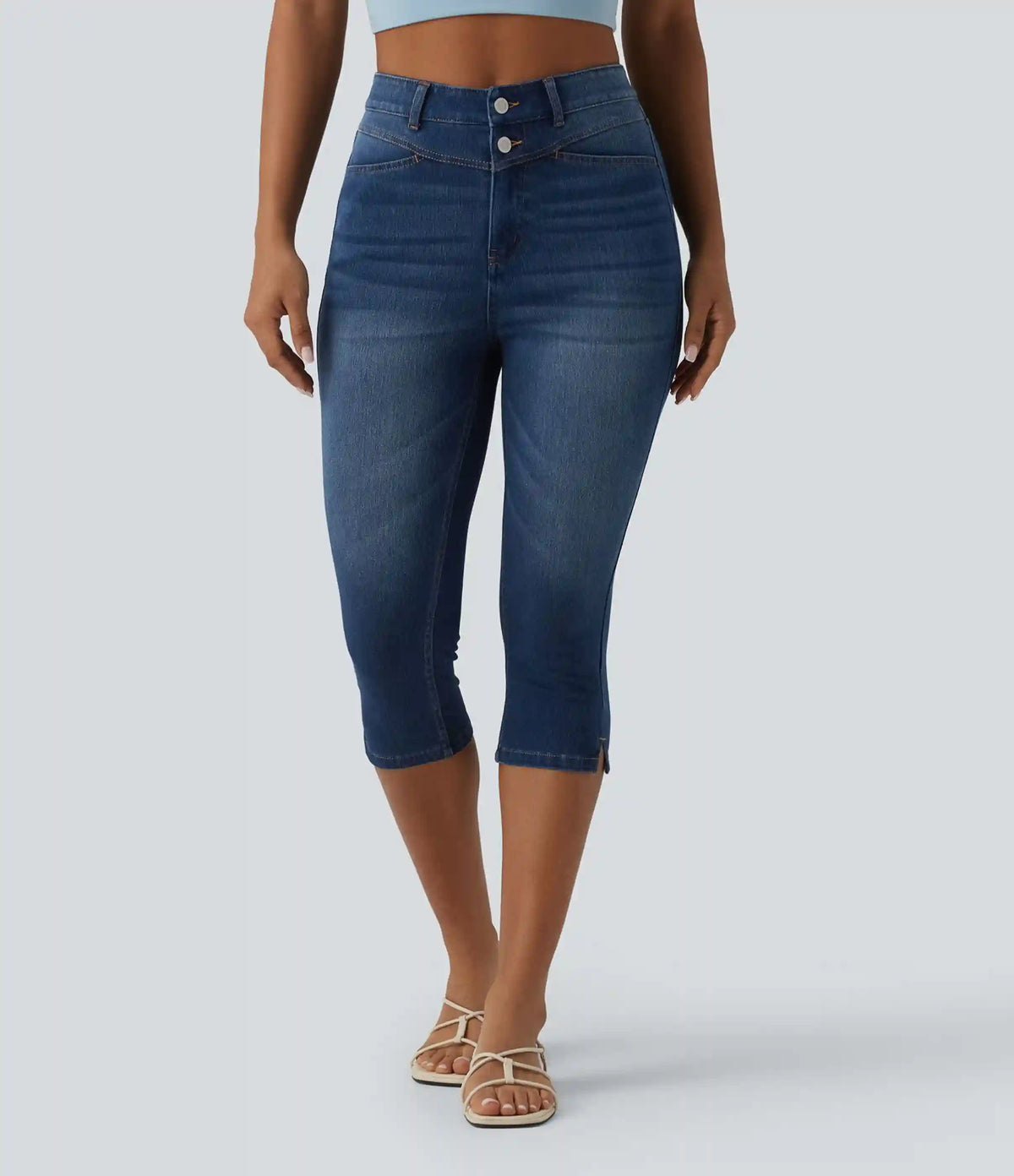 Halara Flex™ High Waisted Split Capri Casual Slim Jeans with Pockets