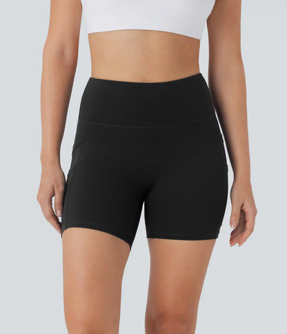 SoftlyZero™ High Waisted Double Pockets Yoga Biker Shorts 5''